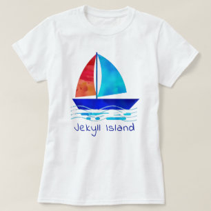 T-shirt Jekyll Island Georgia Vacances Aquarelle Voilier