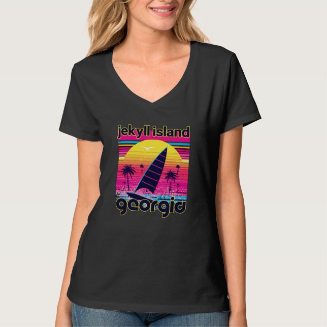 T-shirt Jekyll Island Retro 80s Style Souvenir Beach (Devant)