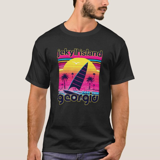 T-shirt Jekyll Island Retro 80s Style Souvenir Beach (Devant)