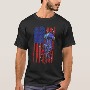 T-shirt Jellfish USA Drapeau Biologiste marin Océan Animal