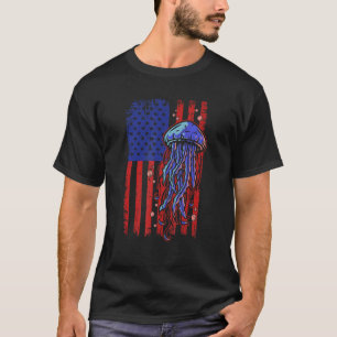 T-shirt Jellfish USA Drapeau Biologiste marin Océan Animal