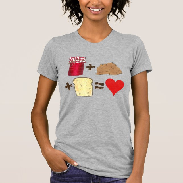 T-shirt Jelly + Beurre d'arachide + Pain = Coeur d'amour (Devant)