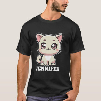 T-shirt Jennifer Cute Kitty Cat Design pour Filles Nom Jen