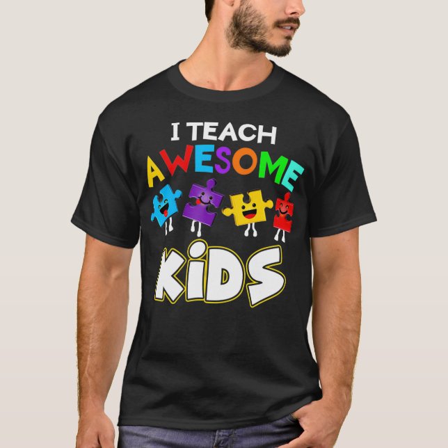 T-shirt J'Enseigne Awesome Enfants Funny Autisme Éducation (Devant)