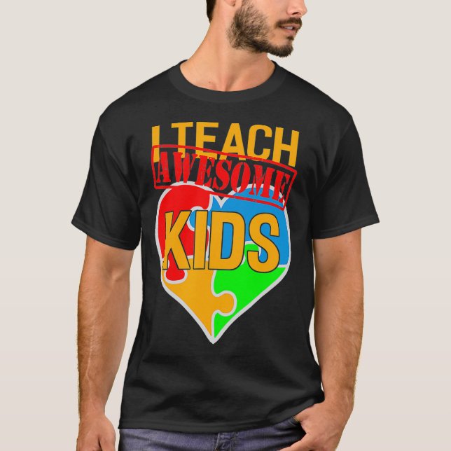 T-shirt J'Enseigne Awesome Kids Cute Autisme Éducation Spé (Devant)
