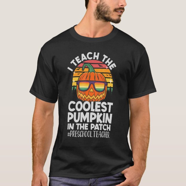 T-shirt J'Enseigne Le Citrouille Dans Le Patch Enseignant  (Devant)