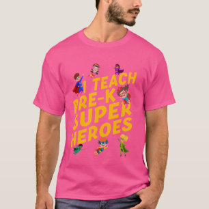 T-shirt J'Enseigne Pré K Supereroes Enseignant Drôle Retou