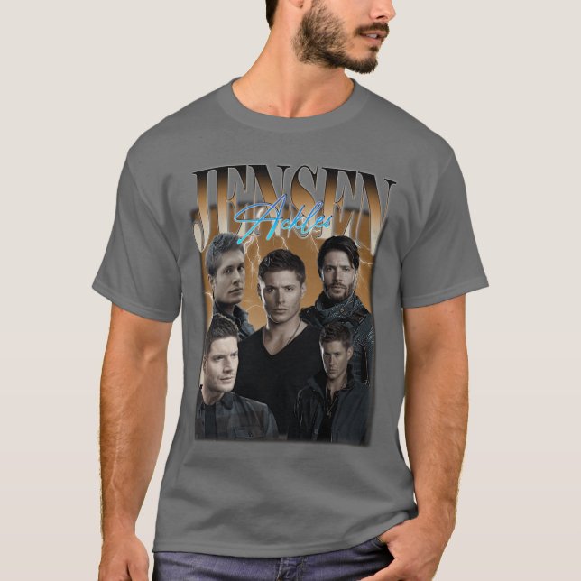 T-shirt Jensen Ackles Contrefaçon Vintage (Devant)