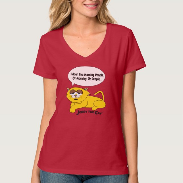 T-shirt Jerry Le Chat (Je n'aime pas les gens du matin) (Devant)