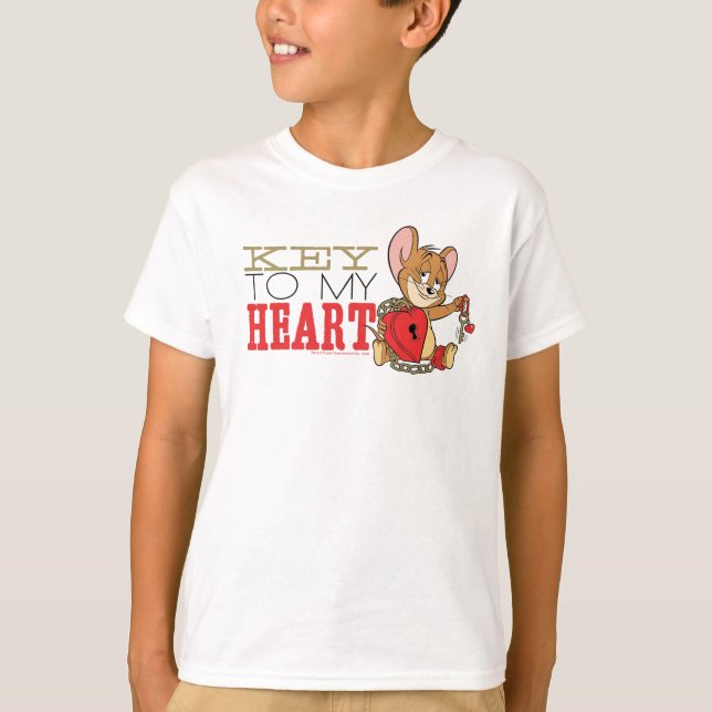 T-shirt Jerry Mouse "Key To My Heart" Valentine (Devant)