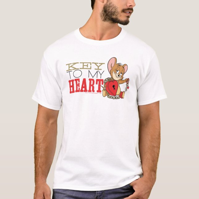 T-shirt Jerry Mouse "Key To My Heart" Valentine (Devant)