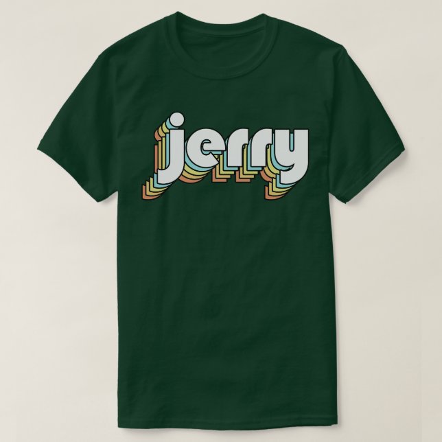 T-shirt Jerry Retro Rainbow Typographie style défraîchi (Design devant)
