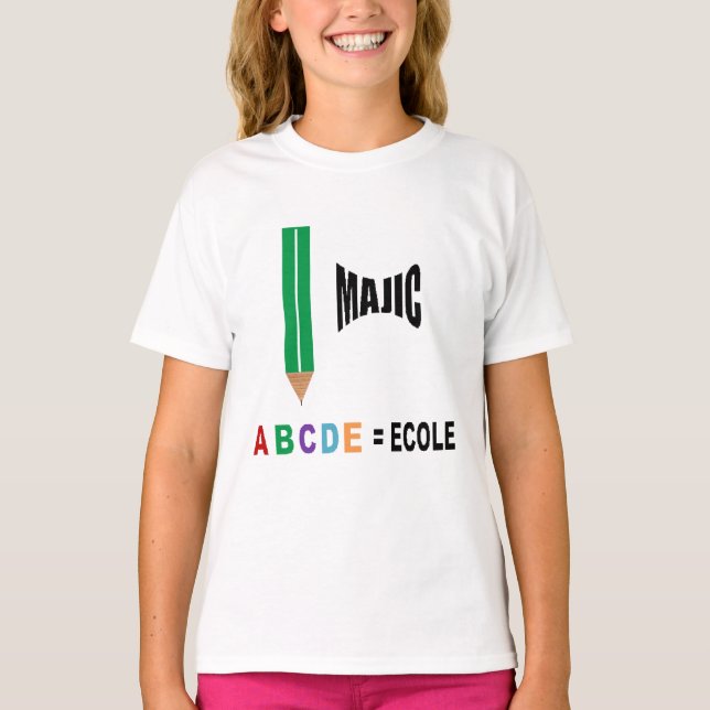 T-shirt jersey blanc  MAGIC ECOLE (Devant)