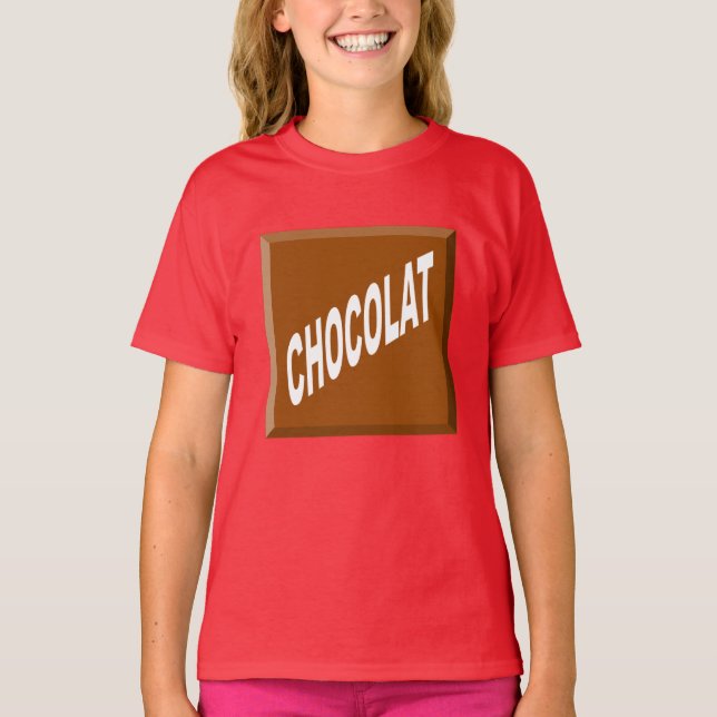 T-shirt jersey bleu filles  Design  CHOCOLAT (Devant)