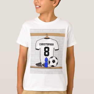 T-shirt Jersey de football noir blanc personnalisé