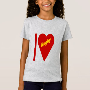 T-shirt jersey fin filles I LOVE RUGBY