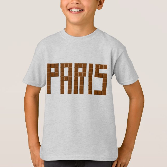 T-shirt jersey fin gris bruyère PARIS CHOCOLAT (Devant)