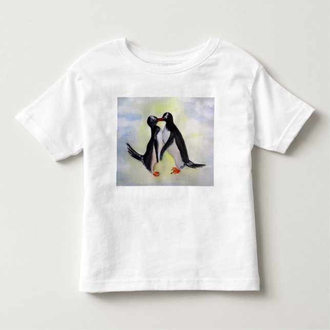 T-shirt Jersey fin Pingouins, blanc (Devant)