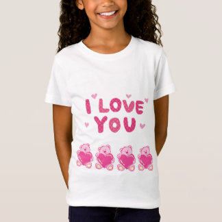 T-shirt jersey fin pour filles"Je t'aime"