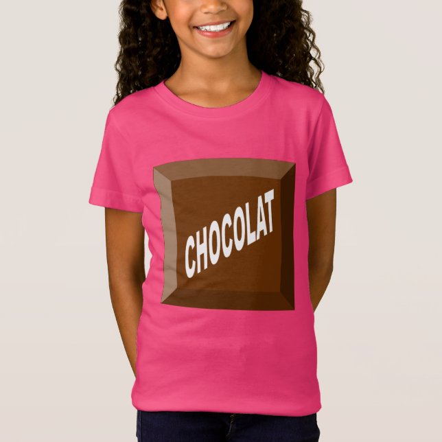 T-shirt jersey fin rose  pour filles CHOCOLAT (Devant)