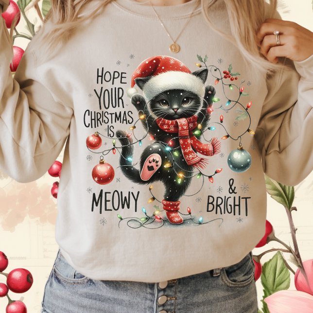 T-shirt J'espère que votre Noël est Meowy et chat brillant (Créateur téléchargé)