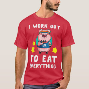 T-shirt J'Essaie De Manger Tout Drôle Cochon Poids-Levi