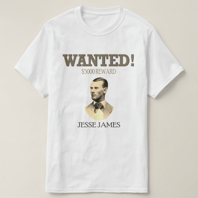 T-shirt Jesse James Recherché Outlaw 🚨 Wild West USA (Design devant)