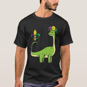 T-shirt Jester Brachiosaurus Apatosaurus Cute Mardi Gras B
