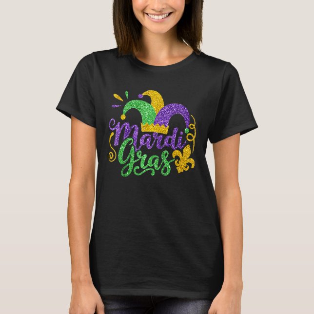T-shirt Jester Casquette Mardi Gras Party Carnival Parade  (Devant)