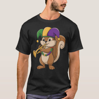 T-shirt Jester Mardi Gras Squirrel Lovers Trumpet Beads Ca