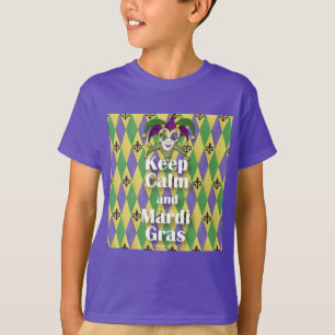 T-shirt Jester Mask Keep Calm and Mardi Gras