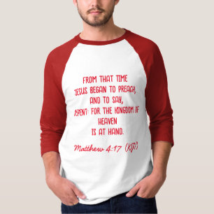 T-shirt JÉSUS A Commencé À Prêcher - Rouge Noël 3/4 Manche