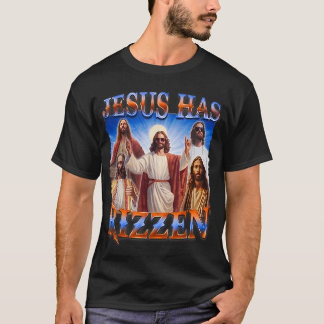 T-shirt Jésus A Rizzen - Il Est Rizzen Jésus Rizz (Devant)