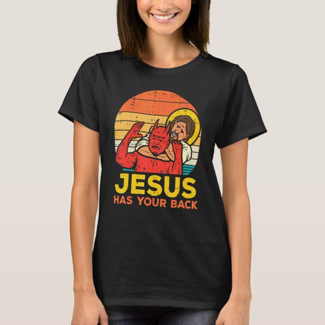 T-shirt Jésus A Ton Dos Jiu Jitsu Retro Christian Men (Devant)