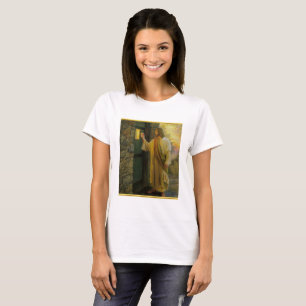 T-shirt Jésus à votre porte avec une feuille d'or design