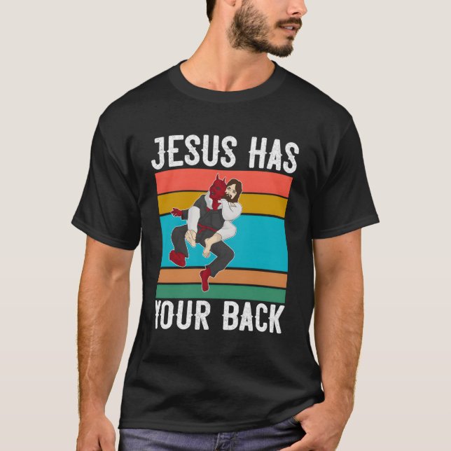 T-shirt Jesus A Your Back Print Brésilien Jiu Jitsu Don (Devant)