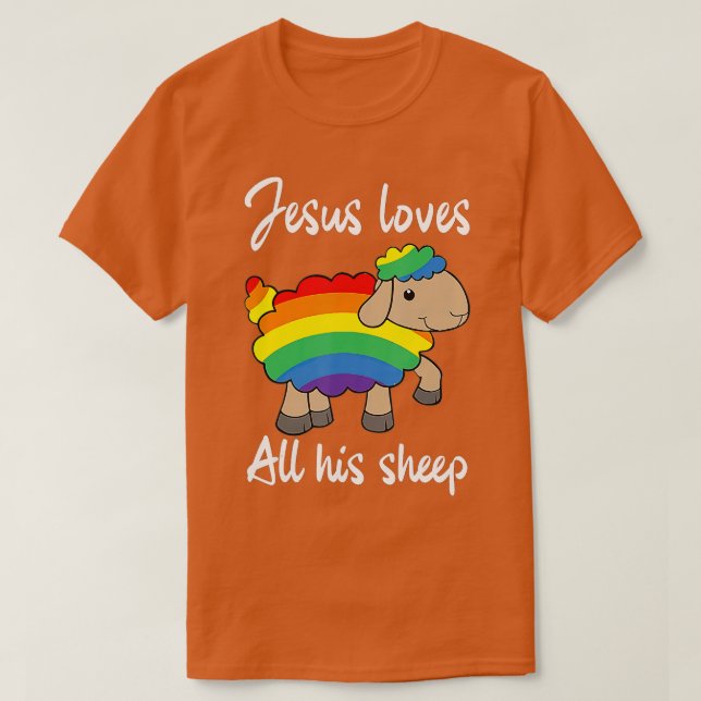 T-shirt Jésus aime tous ses moutons Drapeau LGBTQ Moutons (Design devant)