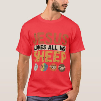 T-shirt Jésus aime toutes ses brebis Christianisme Arc-en-