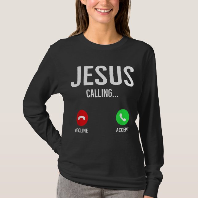 T-shirt Jésus Appelant Téléphone Cellulaire Écran D'Appel  (Devant)