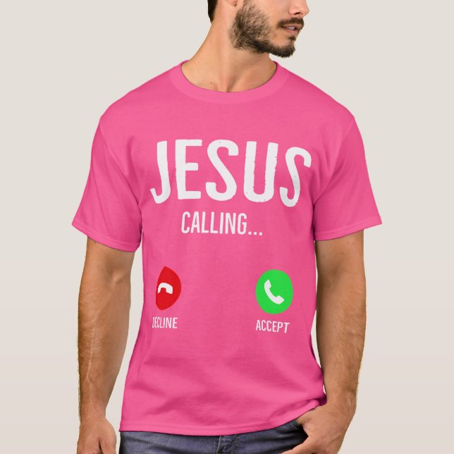 T-shirt Jésus Appelant Téléphone Cellulaire Écran D'Appel  (Devant)