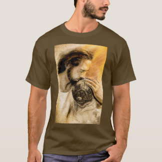 T-shirt Jésus avec Carlin chien Amoureux des chiens  Carli