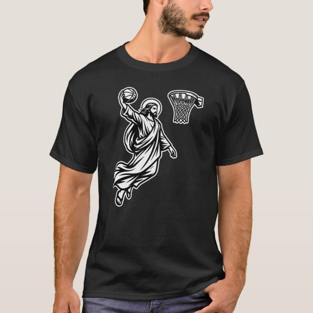T-shirt Jesus Basketball Dunk - Sports Satire (Devant)