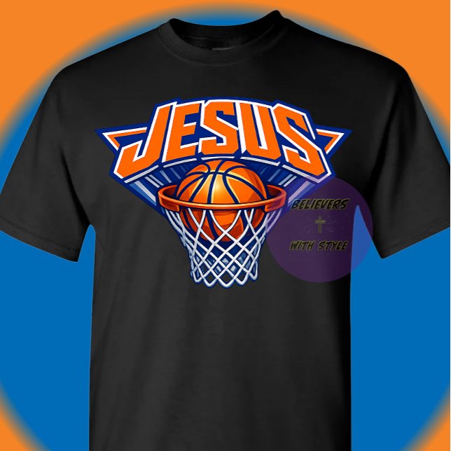 T-shirt JESUS - Bleu et Orange (Créateur téléchargé)