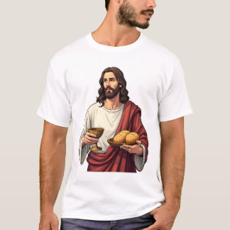 T-shirt Jesus Bread Wine Vintage Engraving Tee 2