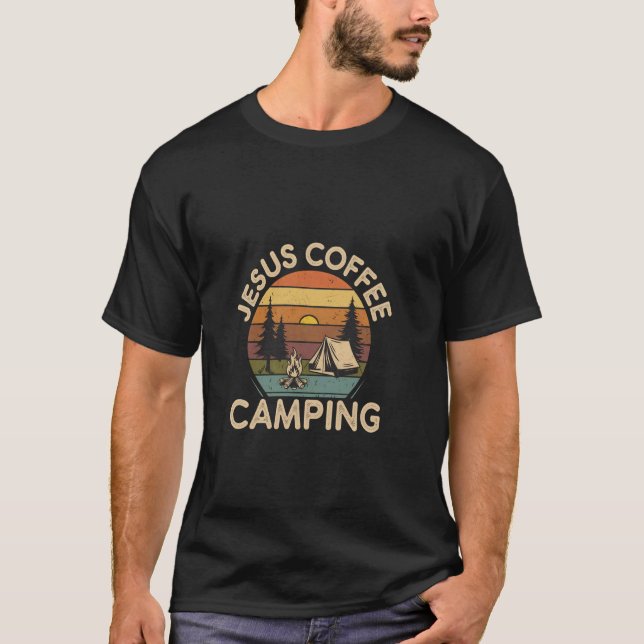 T-shirt Jésus Café Camping Car Routine Veut (Devant)
