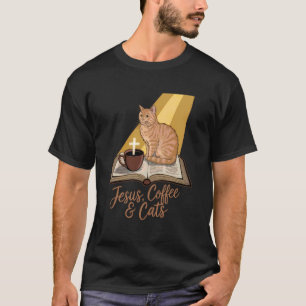 T-shirt Jésus Café Chats Drôle Mignon Design Amateurs de J