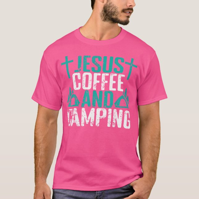 T-shirt Jesus Café Et Camping Vacances Liberté (Devant)