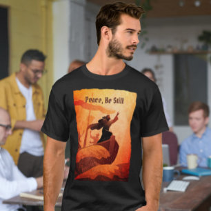 T-shirt Jésus calme la tempête Verbe de la Bible noir