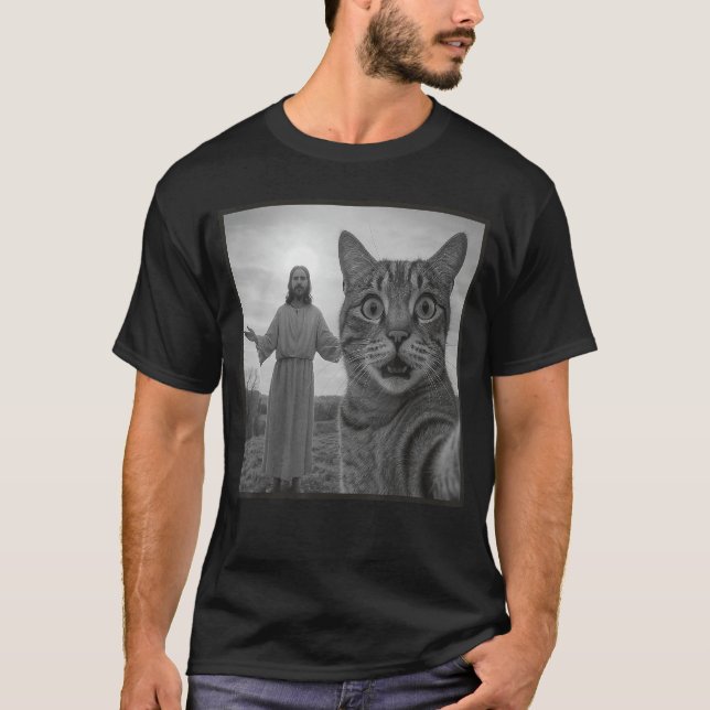 T-shirt Jesus Cat Sie Funny Religious Meme Photo retro (Devant)