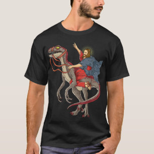 T-shirt Jésus chevauchant une chemise Dinosaur Raptor Dino